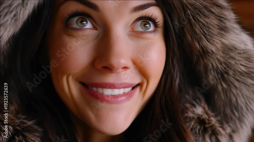 Laughing Woman in Fur Coat
