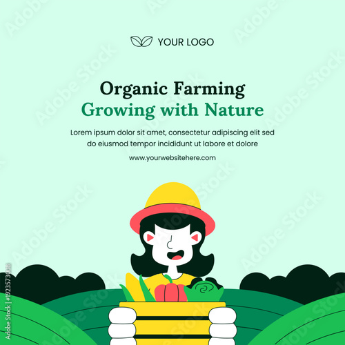 Organic Farming Process Flat Cartoon Hand Drawn Illustration Design