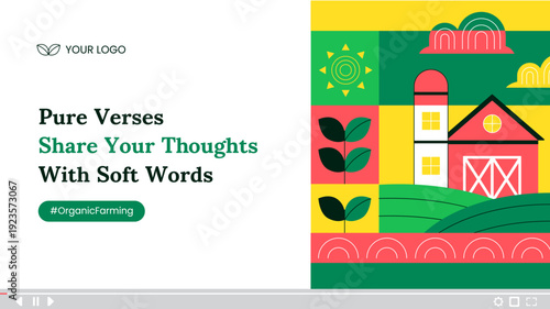 Organic Farming Process Flat Cartoon Hand Drawn Thumbnail Template