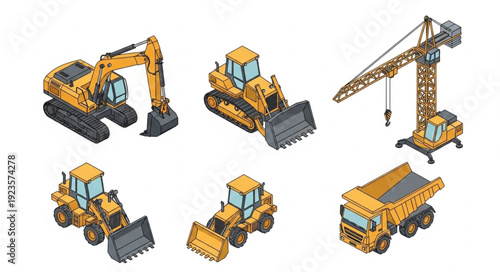 Heavy Construction Machinery Equipment Vehicles.