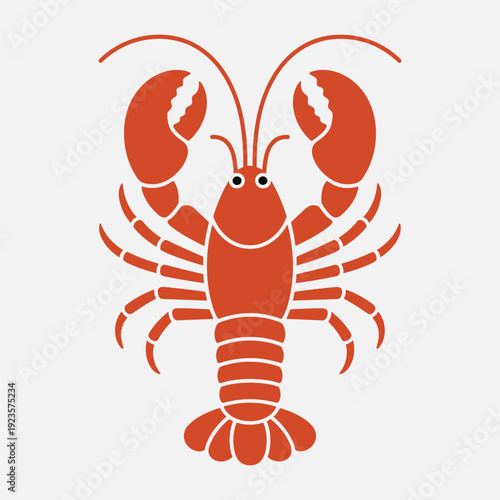 Vibrant orange lobster graphic with claws raised