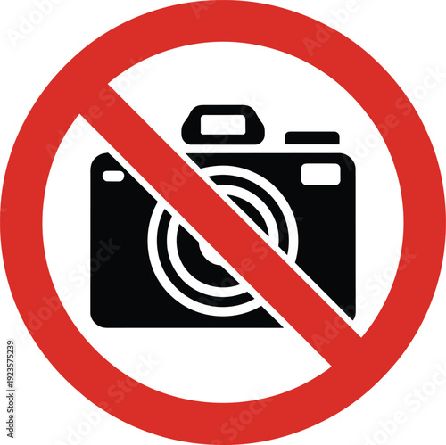 No photography sign camera icon prohibited with red circle and slash