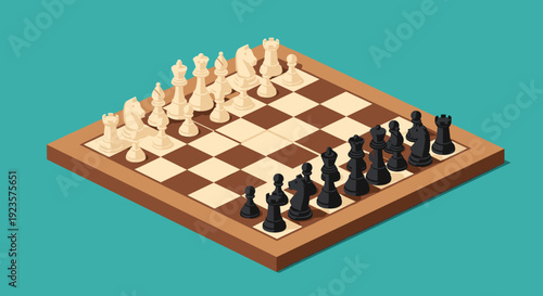Isometric Chessboard Strategy: A Modern Vector Illustration for Game Design, Intellectual Challenges, and Strategic Thinking in Business and Education