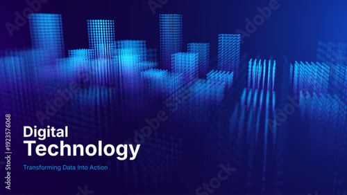 AI-Powered Urban Infrastructure With Glowing Data Points Forming a Modern Cityscape. Future Investment Concept With Abstract Blue City Lights and Digital Transformation. Vector Illustration.