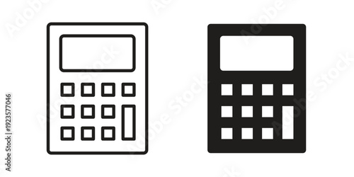 Calculator icon in black stroke eps vector graphic