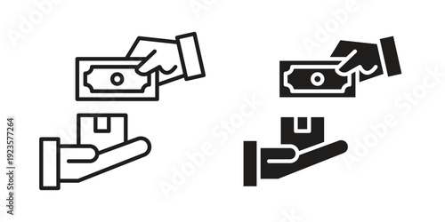 Cash on delivery icon in black stroke eps vector graphic