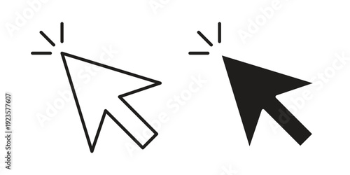 Click icon in black stroke eps vector graphic