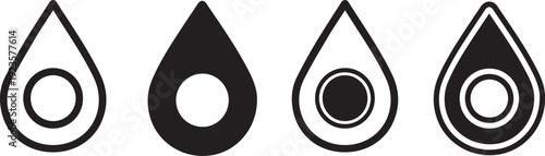 Silhouette icon set teardrop shapes black and white vector graphics