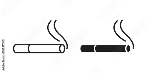 Cigarette icon in black stroke eps vector graphic