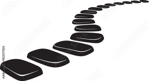 Black stones stepping path on white background illustration design