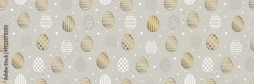 Easter seamless pattern with golden eggs. Background in modern style. Vector illustration