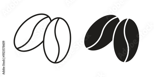 Coffee Bean icon in black stroke eps vector graphic