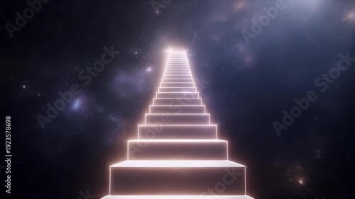 Wallpaper Mural Staircase Leading into Deep Outer Space with Glowing Surreal Steps Torontodigital.ca