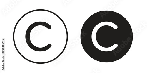Copyright icon in black stroke eps vector graphic