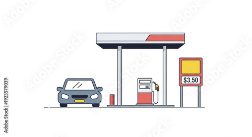 Gas Station with Car Refueling.