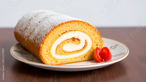Bolo de rolo (swiss roll, roll cake) typical Brazilian dessert