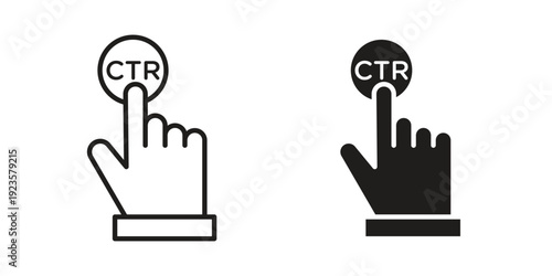 CTR icon in black stroke eps vector graphic