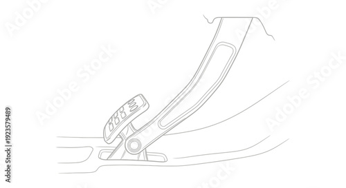 Close-up Line Art Illustration of Snowboard Binding Ratchet Strap and Buckle Mechanism for Winter Sports Equipment Detail
