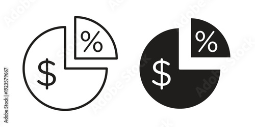 Dividend icon in black stroke eps vector graphic