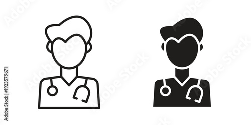 Doctor icon in black stroke eps vector graphic