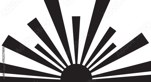 Black Sunburst Graphic Design Element Isolated on White Background