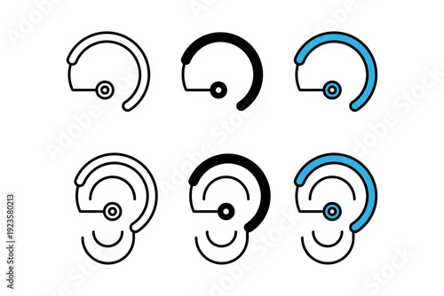 補聴器や耳掛けタイプのイヤホンをイメージしたアイコンセット