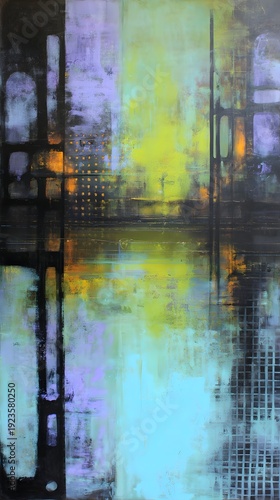 with colorful brush strokes overlapping in textured pattern