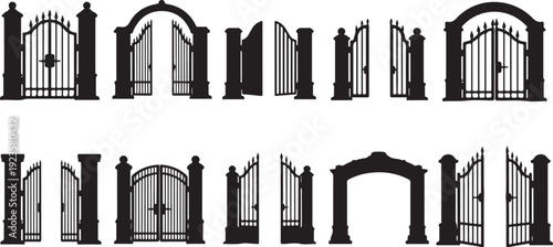 Various Iron Gates and Fences in Black and White