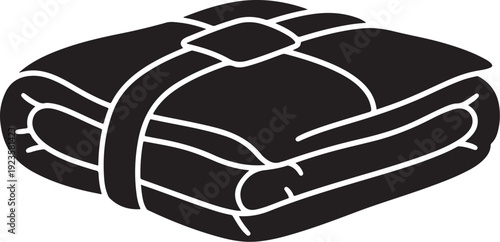 Black and white illustration of a neatly folded blanket