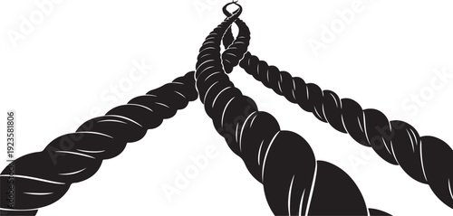 Black rope with three strands and metal clip detail