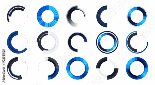 Modern Circular Progress Indicators Set Digital Interface Loading Elements Collection for Web and App Display Vector Illustration