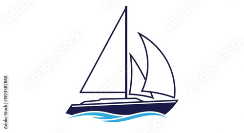 Sailing yacht with white sails on calm blue water symbolizing freedom and adventure on a sunny day
