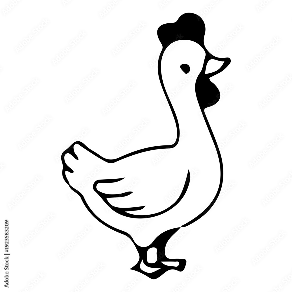 Fototapeta premium Simple Chicken Outline Drawing