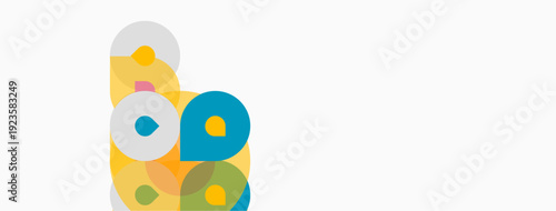 Abstract colorful circles overlap, creating playful visual composition. Bright hues dominate white background. Simple, modern design.