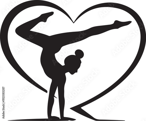 Gymnast Silhouette Heart SVG Bundle