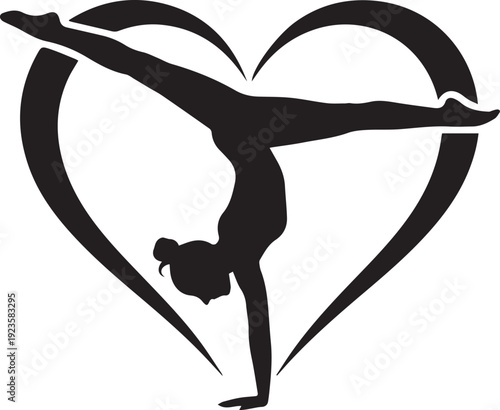 Gymnast Silhouette Heart SVG Bundle