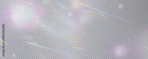 Set of rainbow lights with transparency effect, ray overlay, color prism, rainbow crystal effect, vector, png.	
