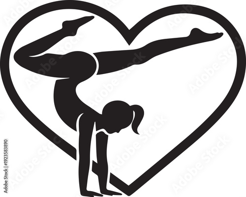 Gymnast Silhouette Heart SVG Bundle