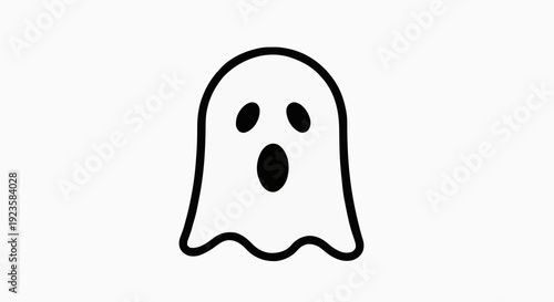 A simple and cute cartoon ghost icon with a surprised expression, perfect for Halloween and spooky themes