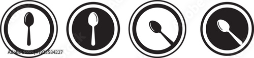 Silhouette icon set featuring four distinctive spoon silhouettes