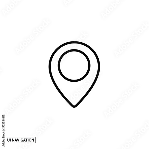 Outline illustration of a modern map pointer or pin icon, representing a geographical location, destination, or navigation point on a digital interface or map application