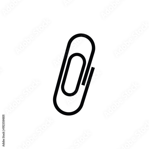 A simple, black and white illustration of a single paperclip, a common office supply used to bind papers together, presented against a plain background