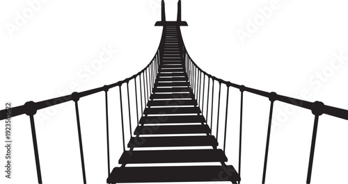 A long suspension bridge stretching into the distance ahead