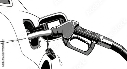Gas Pump Nozzle Refueling Vehicle.