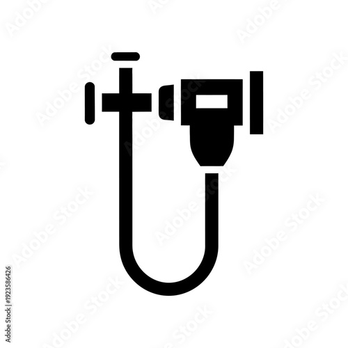 High-quality minimalist image of a black USB Type-C cable connector plug isolated on a clean white background, ideal for technology, connectivity, and digital device design projects.