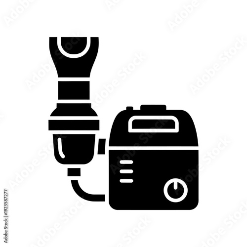 High-quality illustration of a sleek black coffee maker brewing espresso into a cup, perfect for cafes, kitchen designs, or beverage advertisements with clean and modern aesthetics.