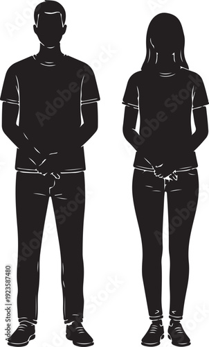 Pair of balanced composition silhouettes, white background.