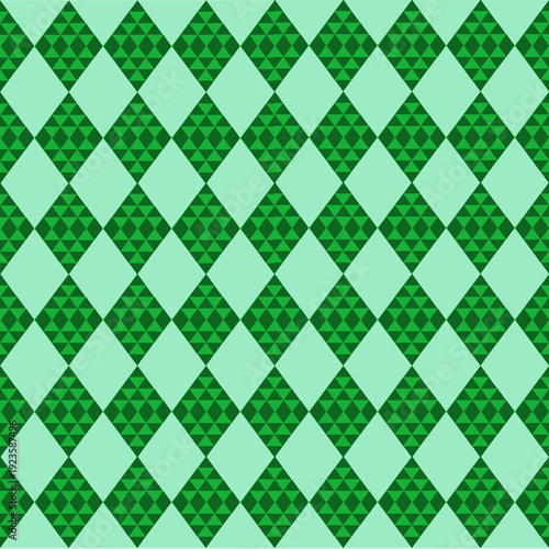 Wallpaper Mural seamless geometric pattern
Geometric shapes, including small and large green diamond-shaped triangles, are arranged symmetrically. This pattern is suitable for fashion, the textile industry, and print Torontodigital.ca