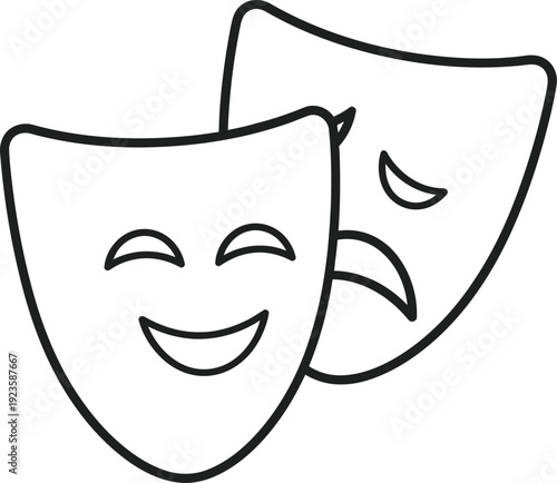 Theatrical masks of comedy and tragedy icons