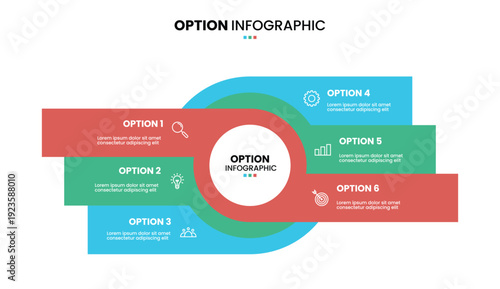 6 step, option, part or process circle wheel venn diagram infographic design